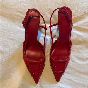 Mango Red Strappy Heels with Studs